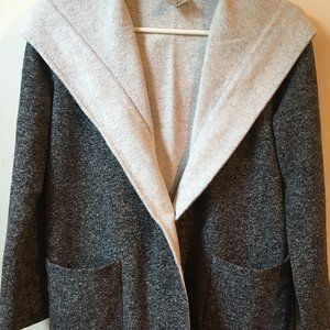 Forever 21 Collection Gray Tweed Hooded Jacket w/ Shawl Collar, Open Front